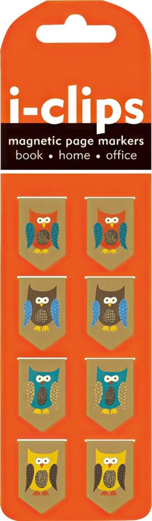 Owls I-Clip Magnetic Page Markers (Set of 8 Magnetic Bookmarks)
