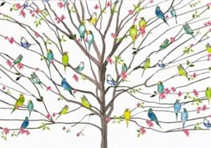 Tree of Budgies Note Cards
